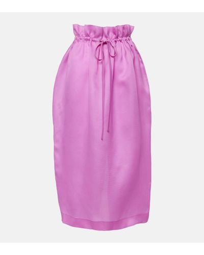 Khaite Ember Silk Gazar Midi Skirt - Pink
