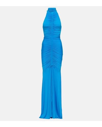 Alex Perry Lorne Halterneck Ruched Gown - Blue