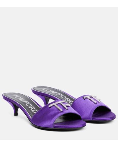 Tom Ford Mules en satin a ornements - Violet