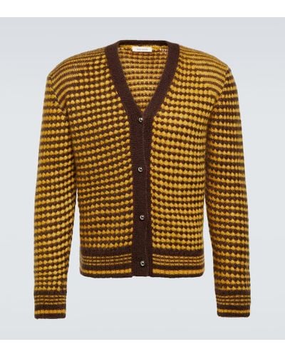 Wales Bonner Unity Striped Mohair-blend Cardigan - Yellow