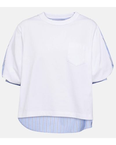 Sacai Cotton Jersey And Cotton Poplin T-shirt - White
