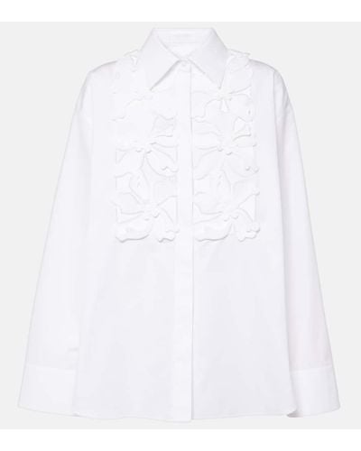 Valentino Camisa de popelin de algodon bordada - Blanco