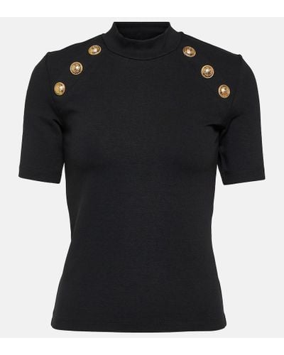 Balmain Camiseta negra de cuello redondo - Negro