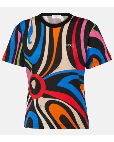 Emilio Pucci Marmo Cotton T-shirt - Blue