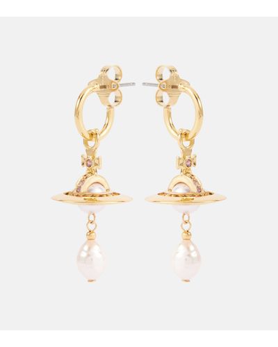 Vivienne Westwood Aleksa Embellished Drop Earrings - White