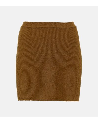 Wardrobe NYC Ribbed-knit Cotton-blend Miniskirt - Brown