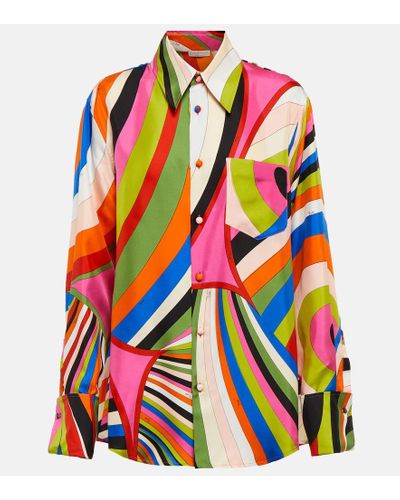 Emilio Pucci Camisa de seda estampada - Rojo