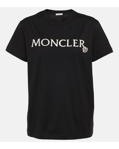 Moncler Logo-embroidered Cotton T-shirt - Black