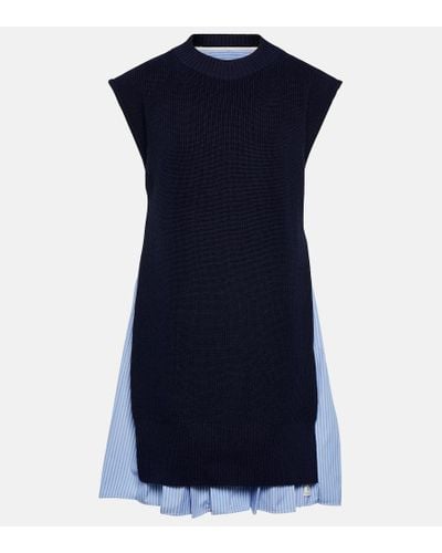 Sacai Minikleid aus einem Baumwollgemisch - Blau