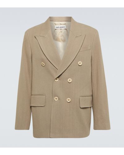 Our Legacy Cotton Double-breasted Blazer - Natural