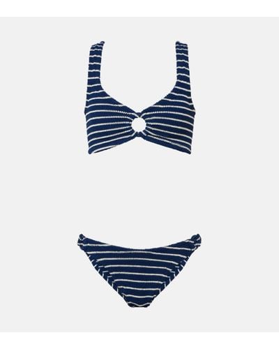 Hunza G Hallie Striped Ring-detail Bikini - Blue