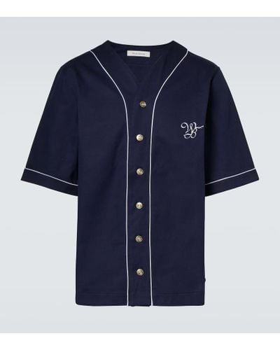 Wales Bonner Baseball-Hemd aus Baumwolldrillich mit Logostickerei - Blau