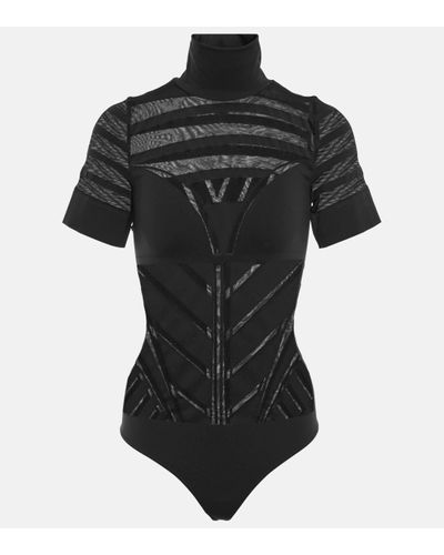 Wolford Logan Mesh-paneled Bodysuit - Black