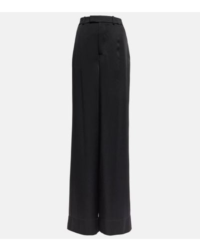 Saint Laurent Pantalon ample en crepe de satin - Noir