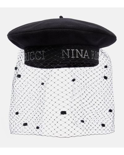 Nina Ricci Embellished Wool-blend Beret - Black