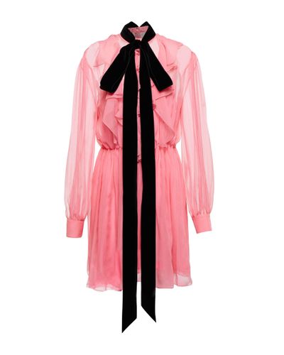 Gucci Tie-neck Chiffon Minidress - Pink