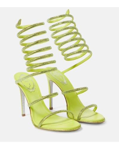 Rene Caovilla Cleo Crystal-embellished Satin Sandals - Green