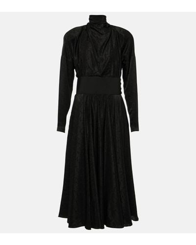 Alaïa Tie-neck Silk-blend Midi Dress - Black