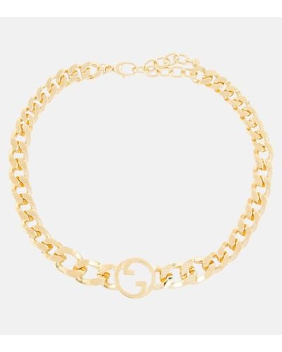 Gucci Necklace With Logo, - Metallic