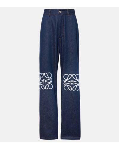 Loewe Anagram Mid-rise Wide-leg Jeans - Blue