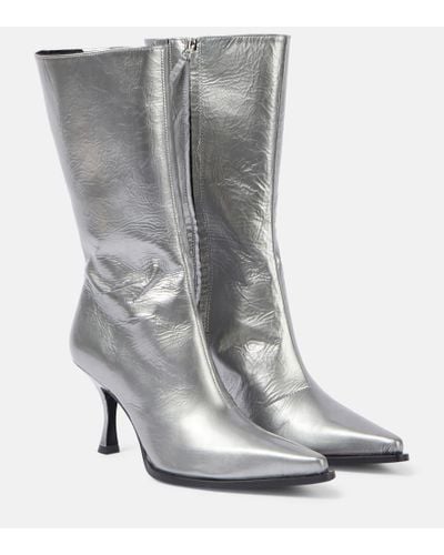 Acne Studios Metallic Leather Ankle Boots - Gray