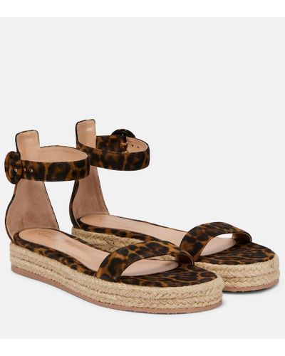 Gianvito Rossi Sandali espadrillas con platform in suede - Marrone