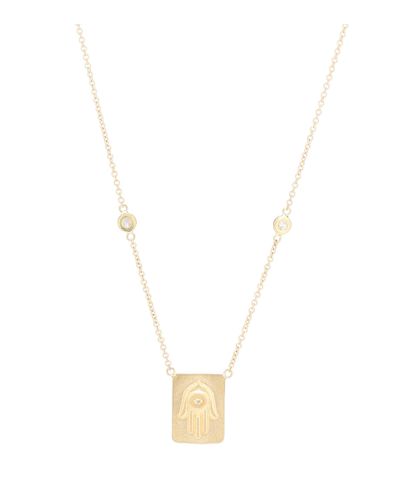Jacquie Aiche Hamsa 14kt Gold Necklace With Diamond - Metallic