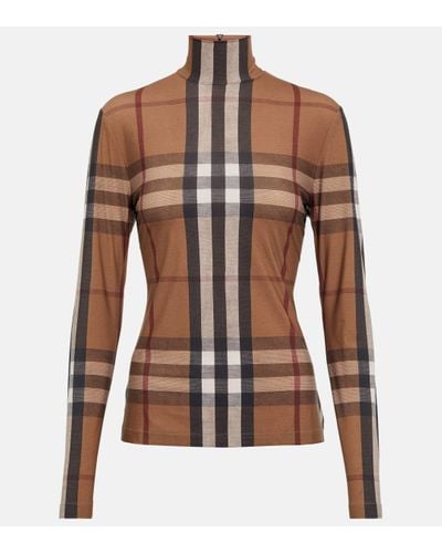Burberry Emery Check Long Sleeve Top - Brown