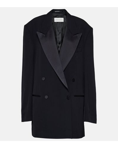 Dries Van Noten Wool And Silk-blend Gabardine Tuxedo Jacket - Black
