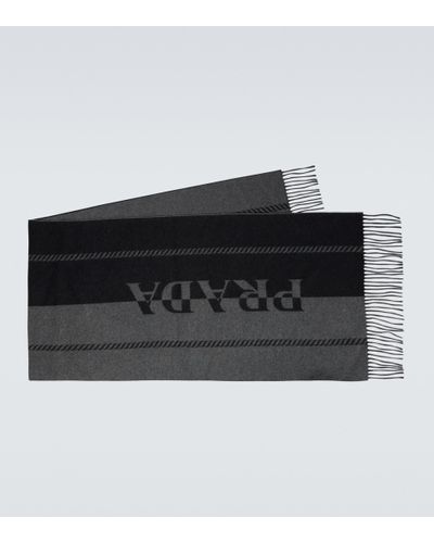 Prada Bufanda de lana con logo intarsia - Negro