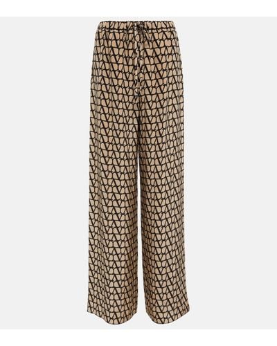 Valentino Pantalon ample Toile Iconographe en soie - Neutre