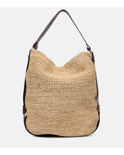 Isabel Marant Bayia Leather-trimmed Raffia Tote - Natural