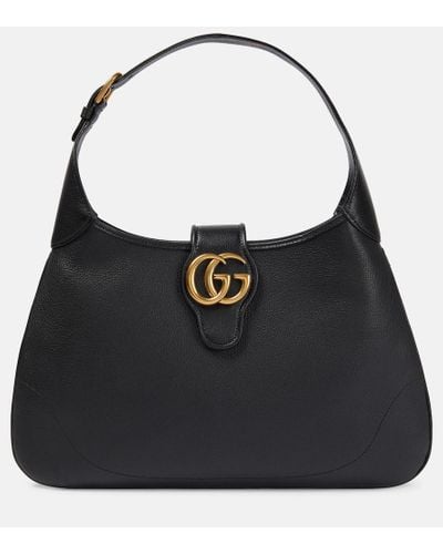 Gucci Aphrodite Embellished Leather Shoulder Bag - Black