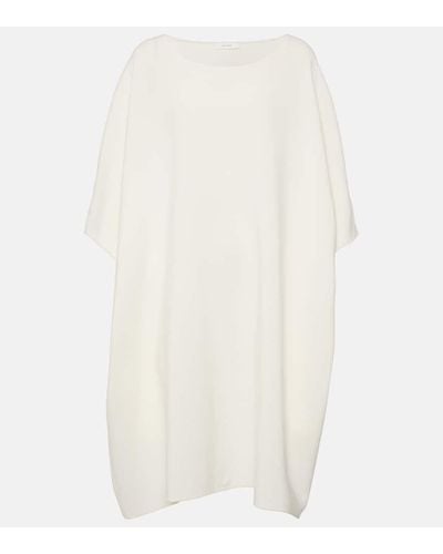 The Row Abasi Oversized Wool And Silk Midi Dress - White