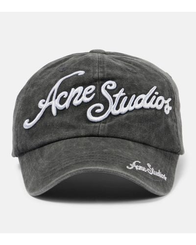 Acne Studios Logo Embroidered Cotton Baseball Cap - Grey