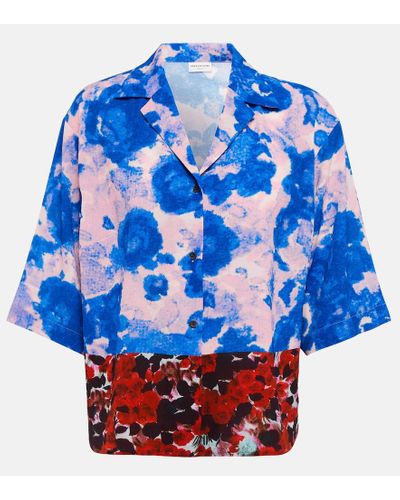 Dries Van Noten Camicia con stampa floreale - Blu