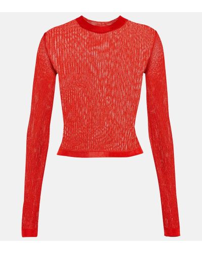 Saint Laurent Ribbed-knit Logo Sweater - Red