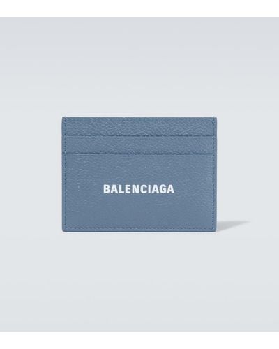 Balenciaga Portacarte Cash in pelle con logo - Blu