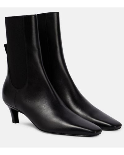 Totême Leather Ankle Boots - Black