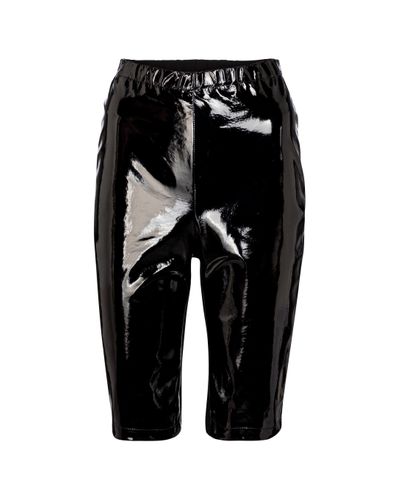 David Koma Patent Leather Biker Shorts - Black