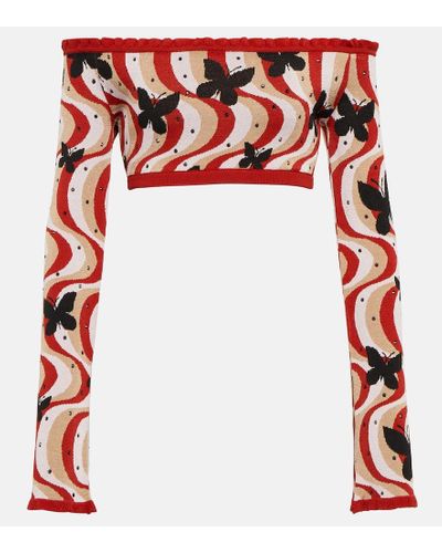 Alessandra Rich Bedrucktes Cropped-Top - Rot