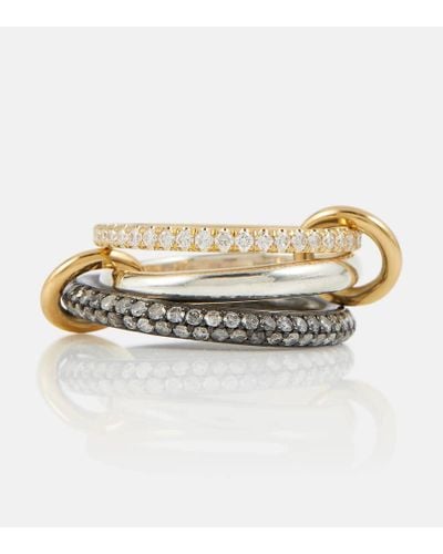 Spinelli Kilcollin Ring Scorpio aus 18kt Gelbgold und Sterlingsilber mit Diamanten - Mettallic