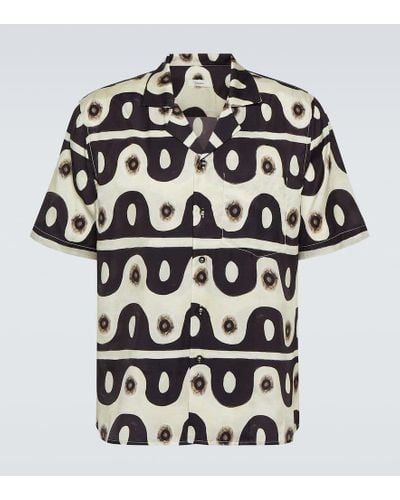 Commas Camisa bowling de algodon y seda - Negro