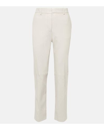 JOSEPH Coleman Cropped Leather Trousers - White