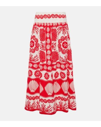FARM Rio Red Ainika Shell Linen-blend Maxi Skirt