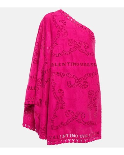 Valentino Robe asymetrique en coton melange - Rose