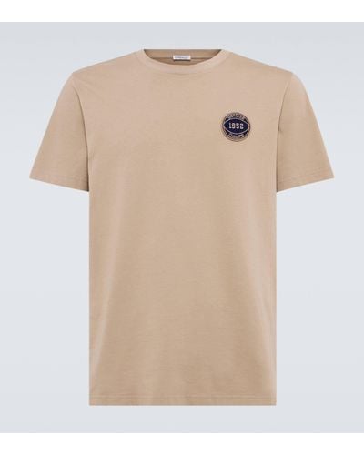 Moncler Embroidered Cotton Jersey T-shirt - Natural