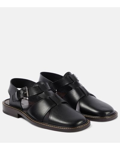 Lemaire Fisherman Leather Sandals - Black