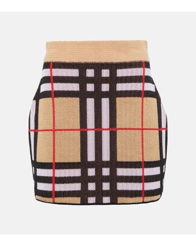 Burberry Check Knit Miniskirt - Natural