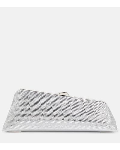 The Attico Long Night Embellished Leather Clutch - Gray